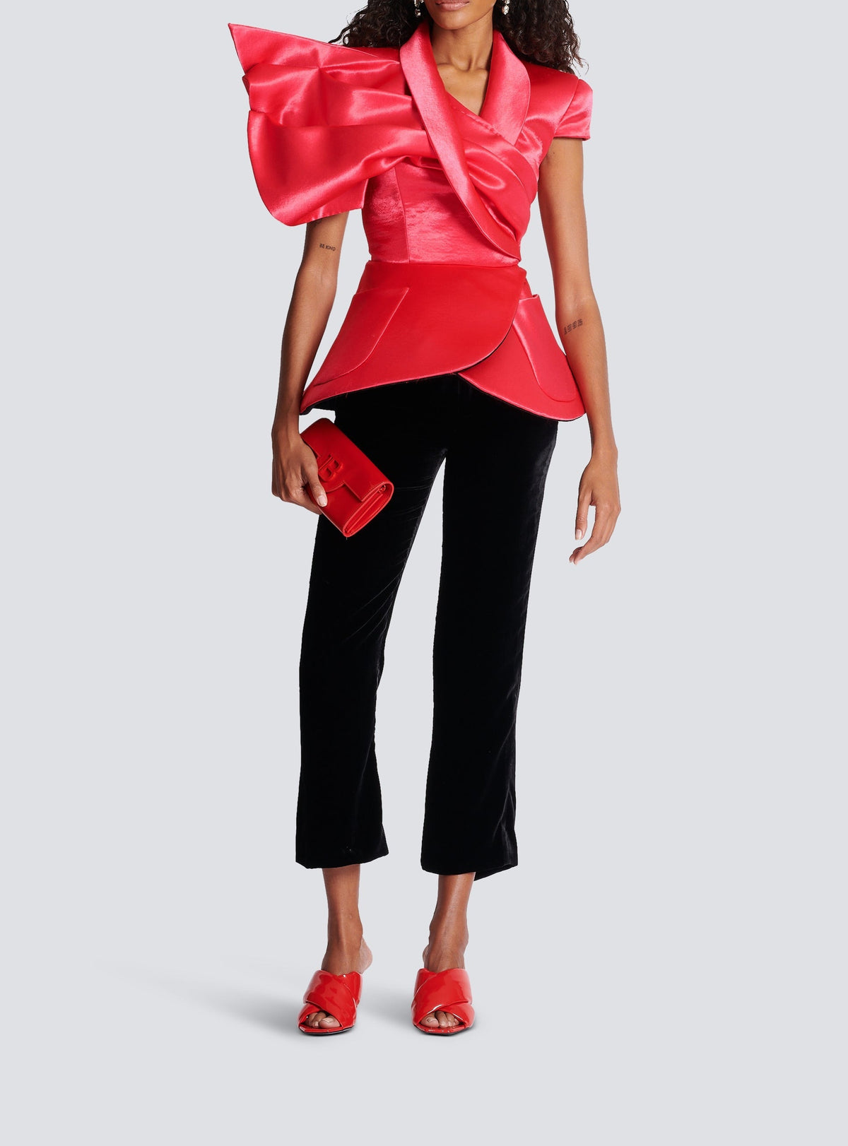 Draped peplum top - Vivid Fuchsia