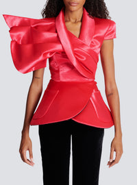 Top drapé à basque - Fuchsia Vif