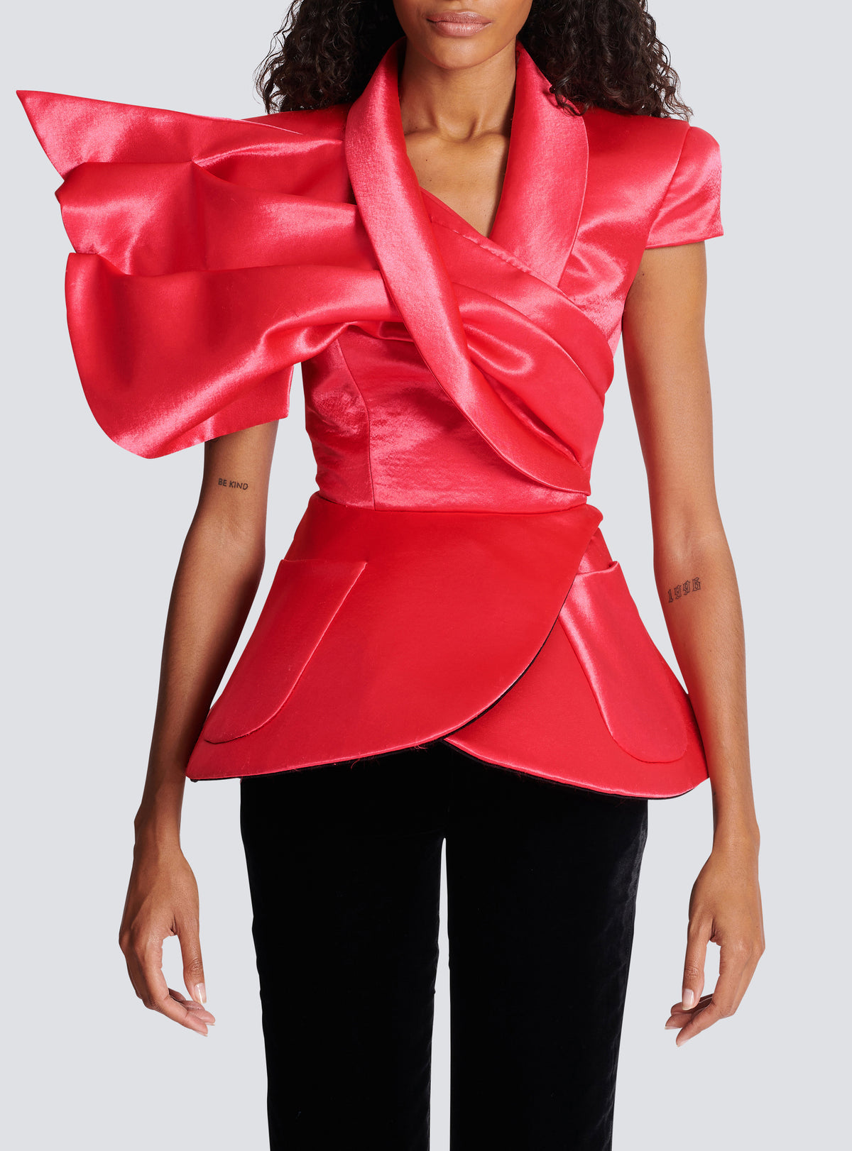 Top drapé à basque - Fuchsia Vif