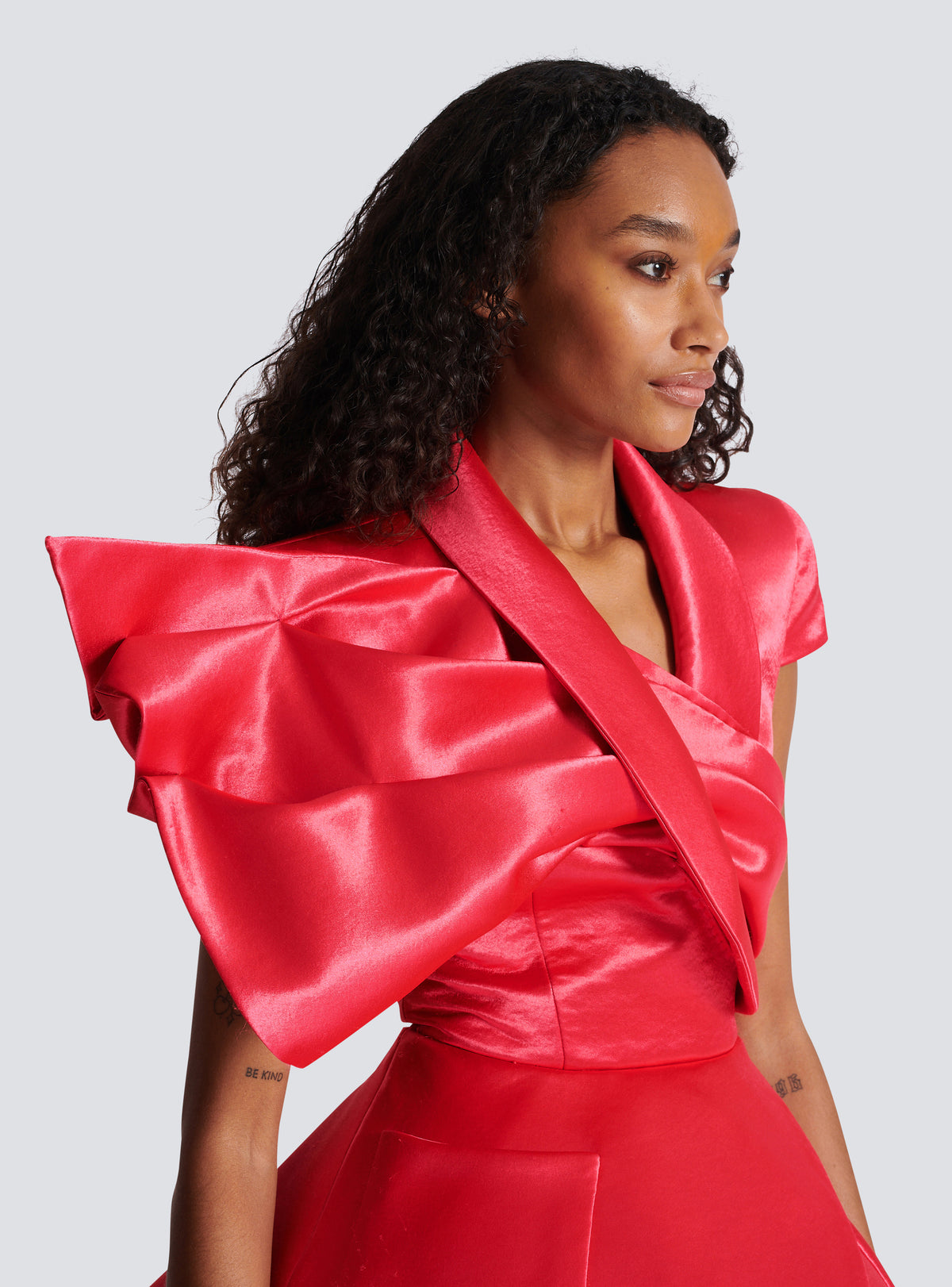 Top drapé à basque - Fuchsia Vif