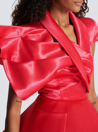 Draped peplum top - Vivid Fuchsia