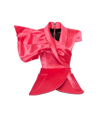Top drapé à basque - Fuchsia Vif