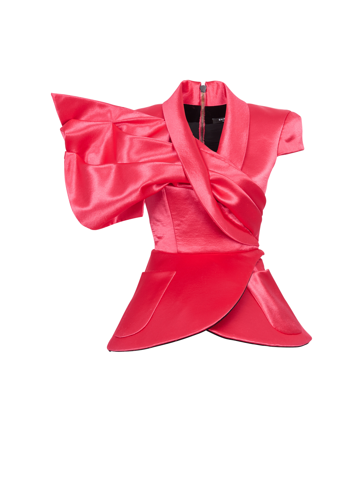 Top drapé à basque - Fuchsia Vif