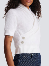 Wrap wool sweater - White