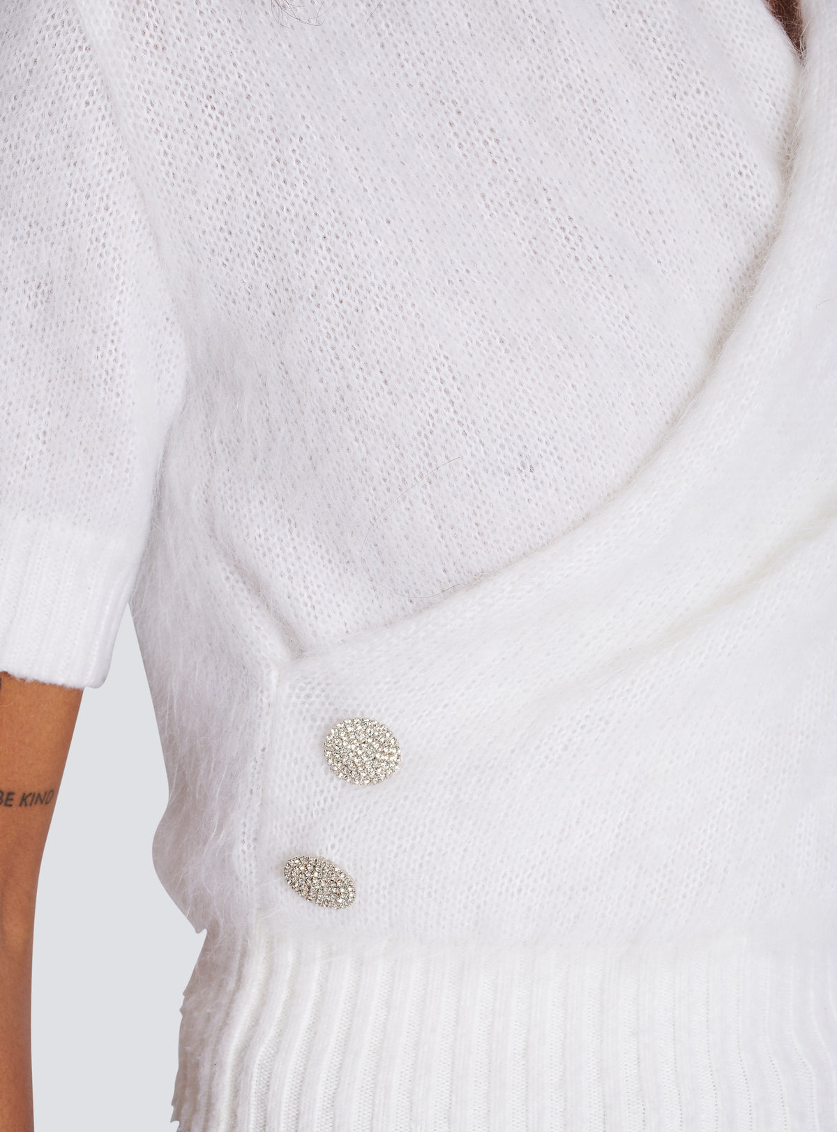 Pull cache-cœur en mohair - Blanc