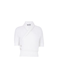 Pull cache-cœur en mohair - Blanc