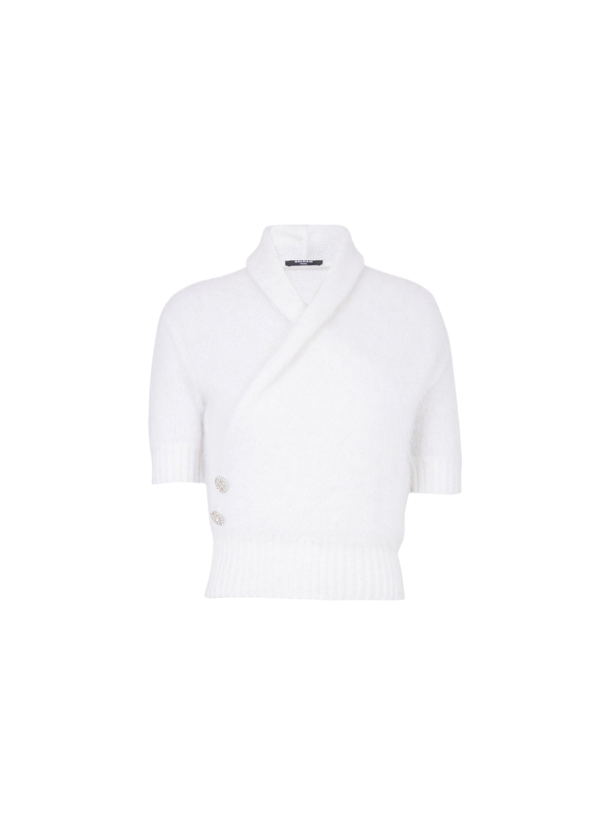 Pull cache-cœur en mohair - Blanc