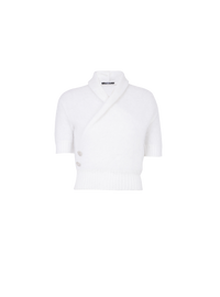 Pull cache-cœur en mohair - Blanc