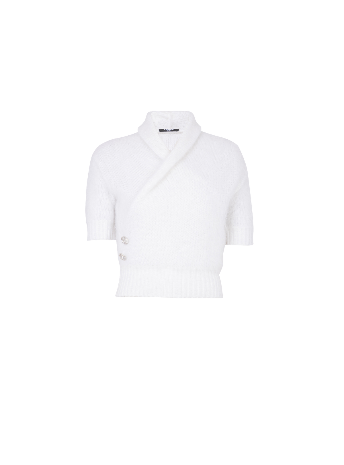 Pull cache-cœur en mohair - Blanc