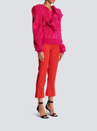 Pull à col rond en laine - Fuchsia