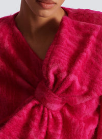 Pull à col rond en laine - Fuchsia
