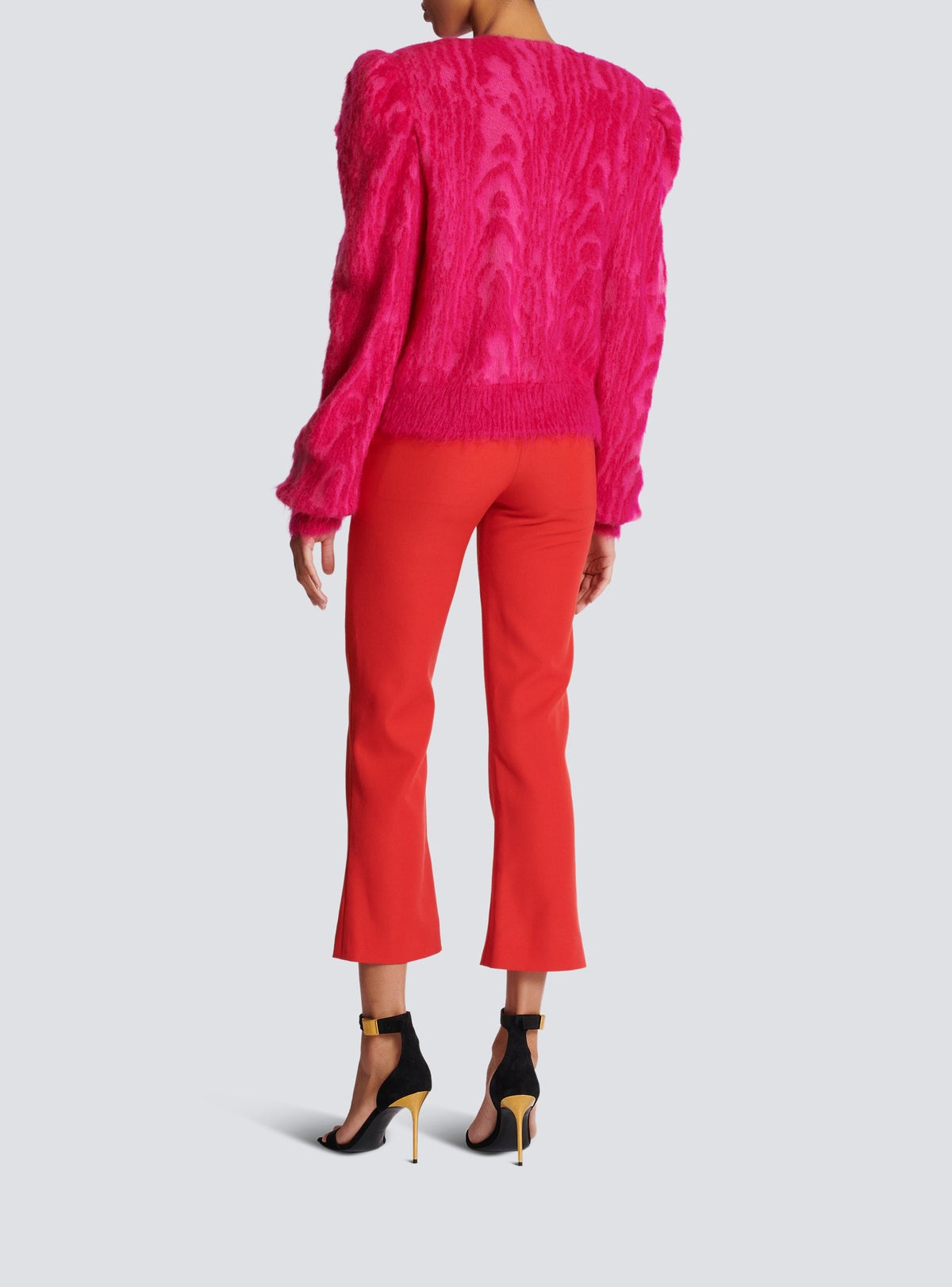 Pull à col rond en laine - Fuchsia