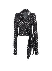 Chemise courte à pois et nouée - Noir & Blanc