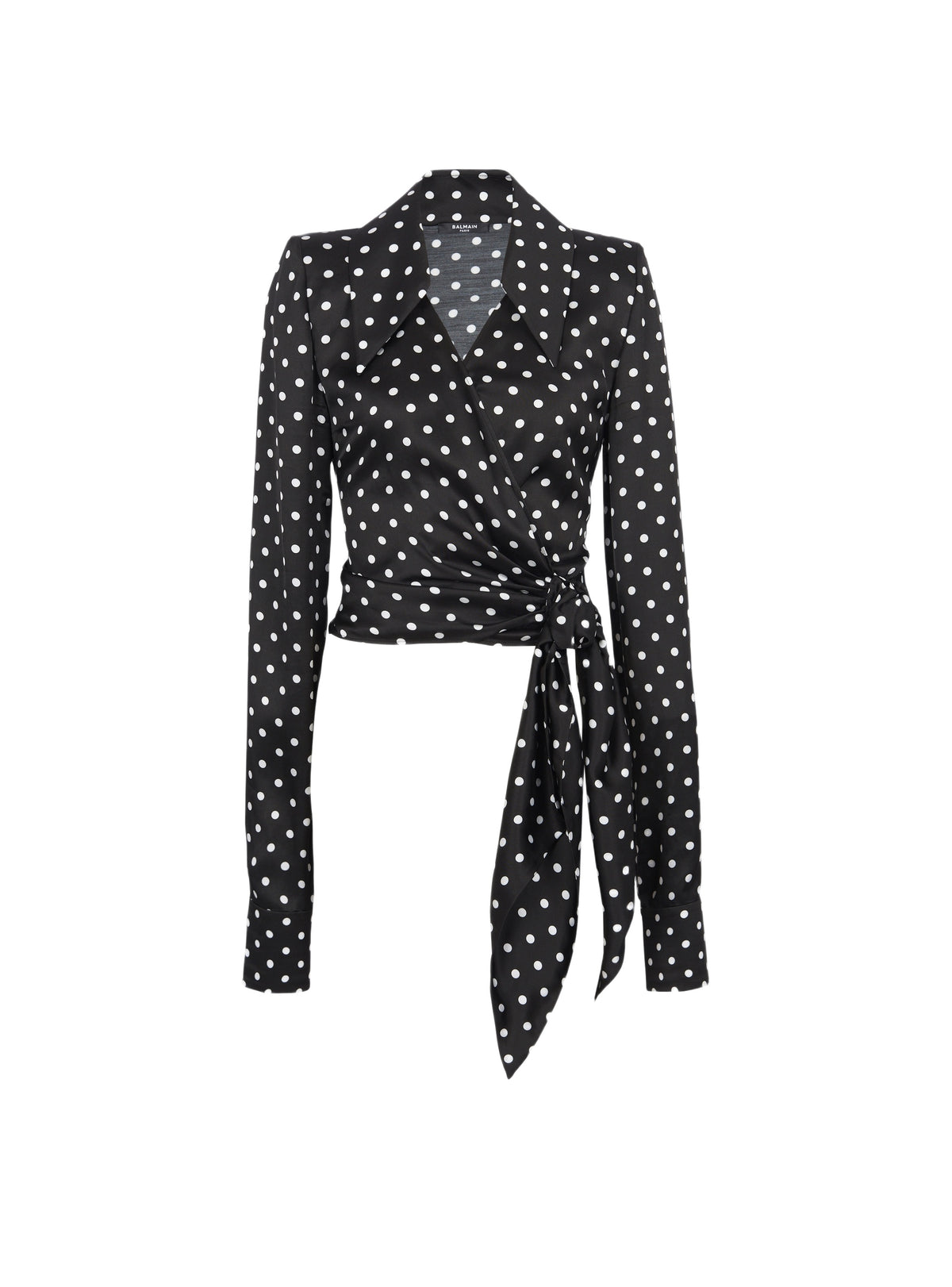 Chemise courte à pois et nouée - Noir & Blanc