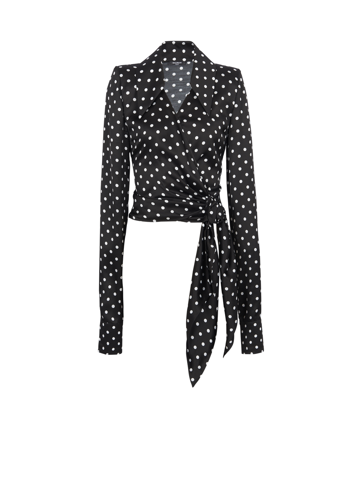 Chemise courte à pois et nouée - Noir & Blanc