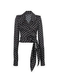 Chemise courte à pois et nouée - Noir & Blanc