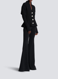 Peplum cardigan in ribbed knit - Black