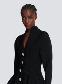 Cardigan à basque en maille côtelée - Noir