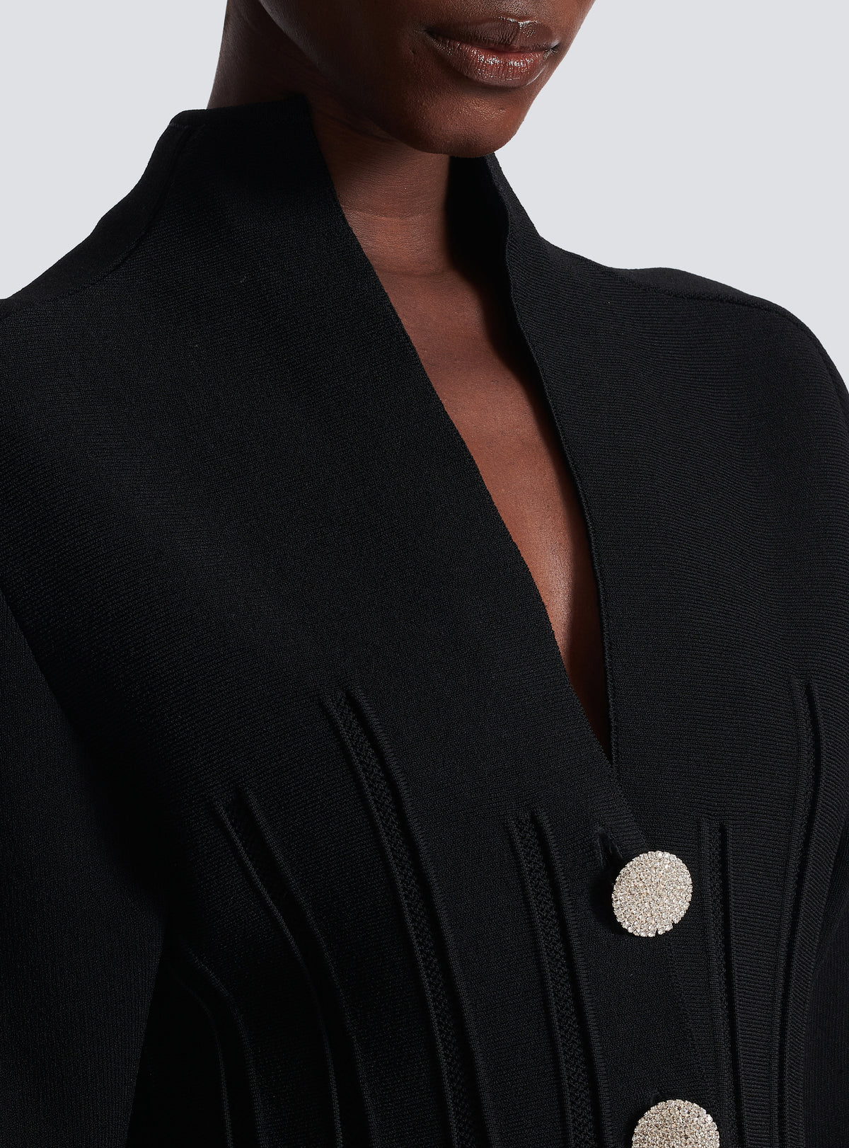 Cardigan à basque en maille côtelée - Noir