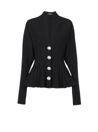 Cardigan à basque en maille côtelée - Noir