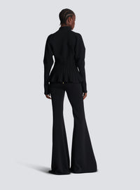 Cardigan à basque en maille côtelée - Noir