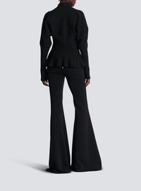 Peplum cardigan in ribbed knit - Black