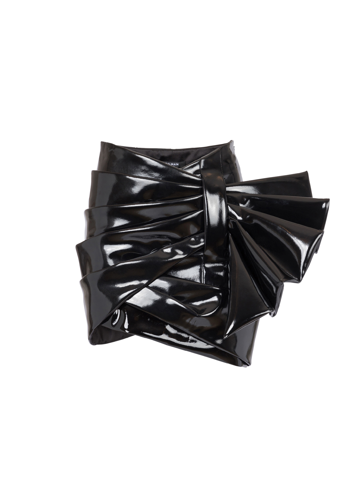 Jupe courte drapée en vinyle - Noir