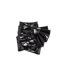 Jupe courte drapée en vinyle - Noir