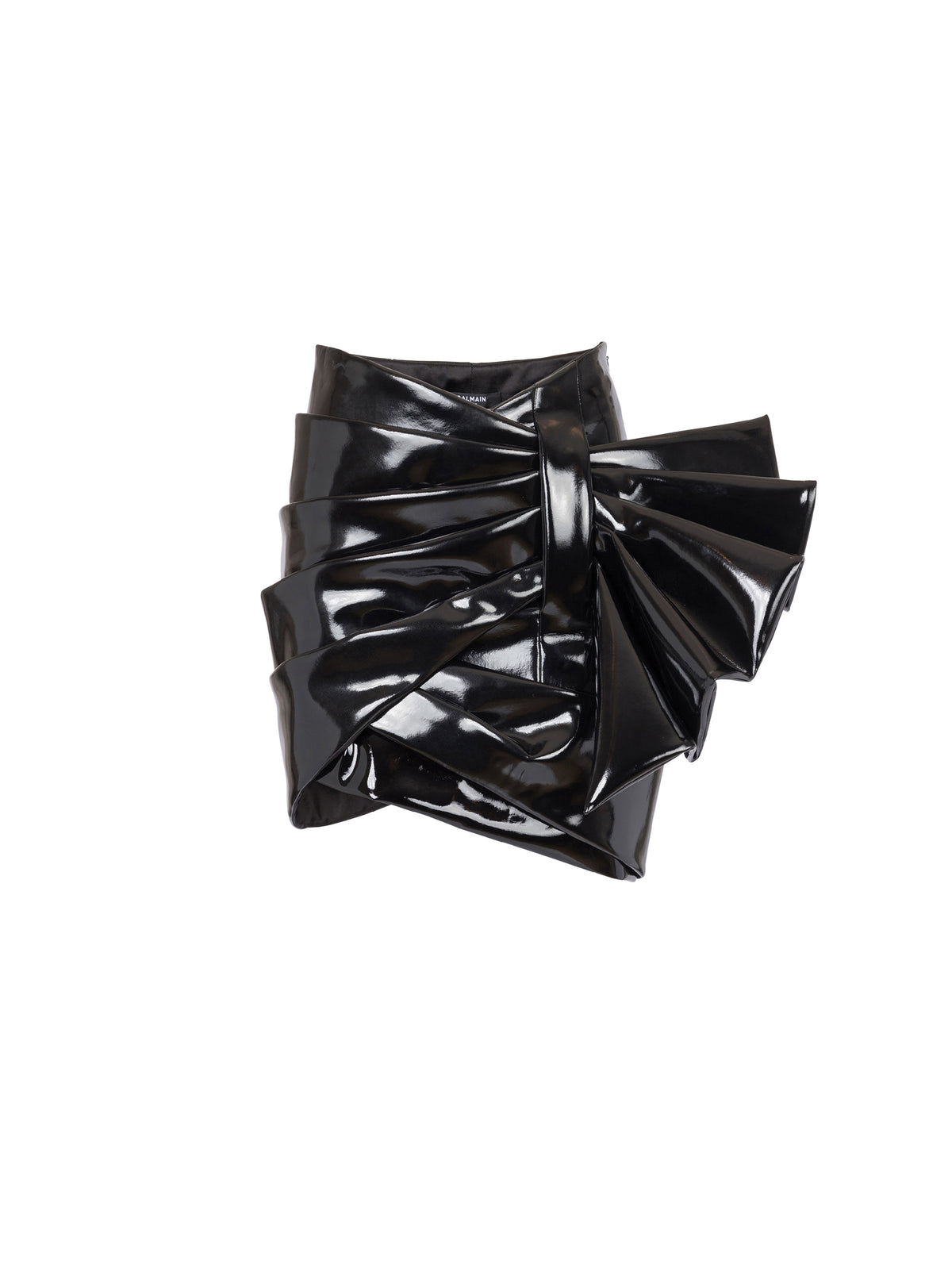 Jupe courte drapée en vinyle - Noir