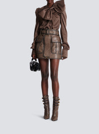 Short leather skirt - Brown & Dark Brown