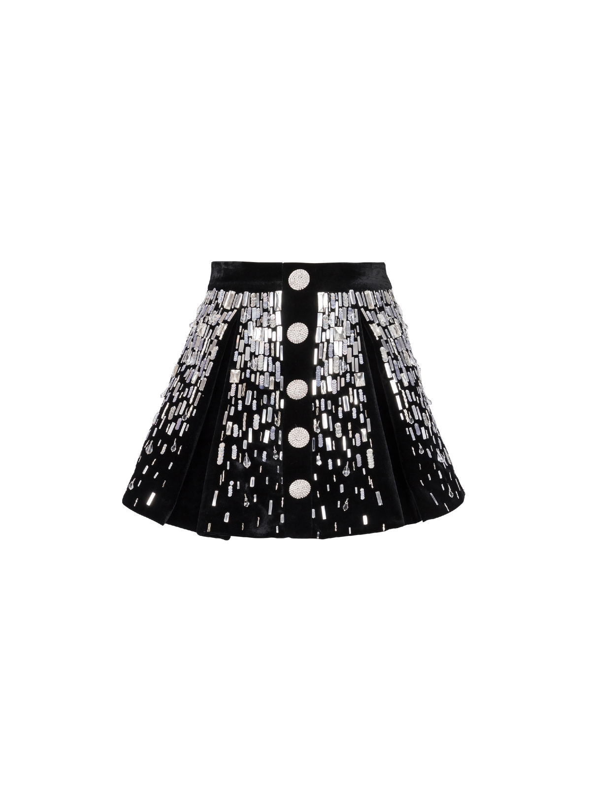 Jupe patineuse brodée - Noir & Cristal