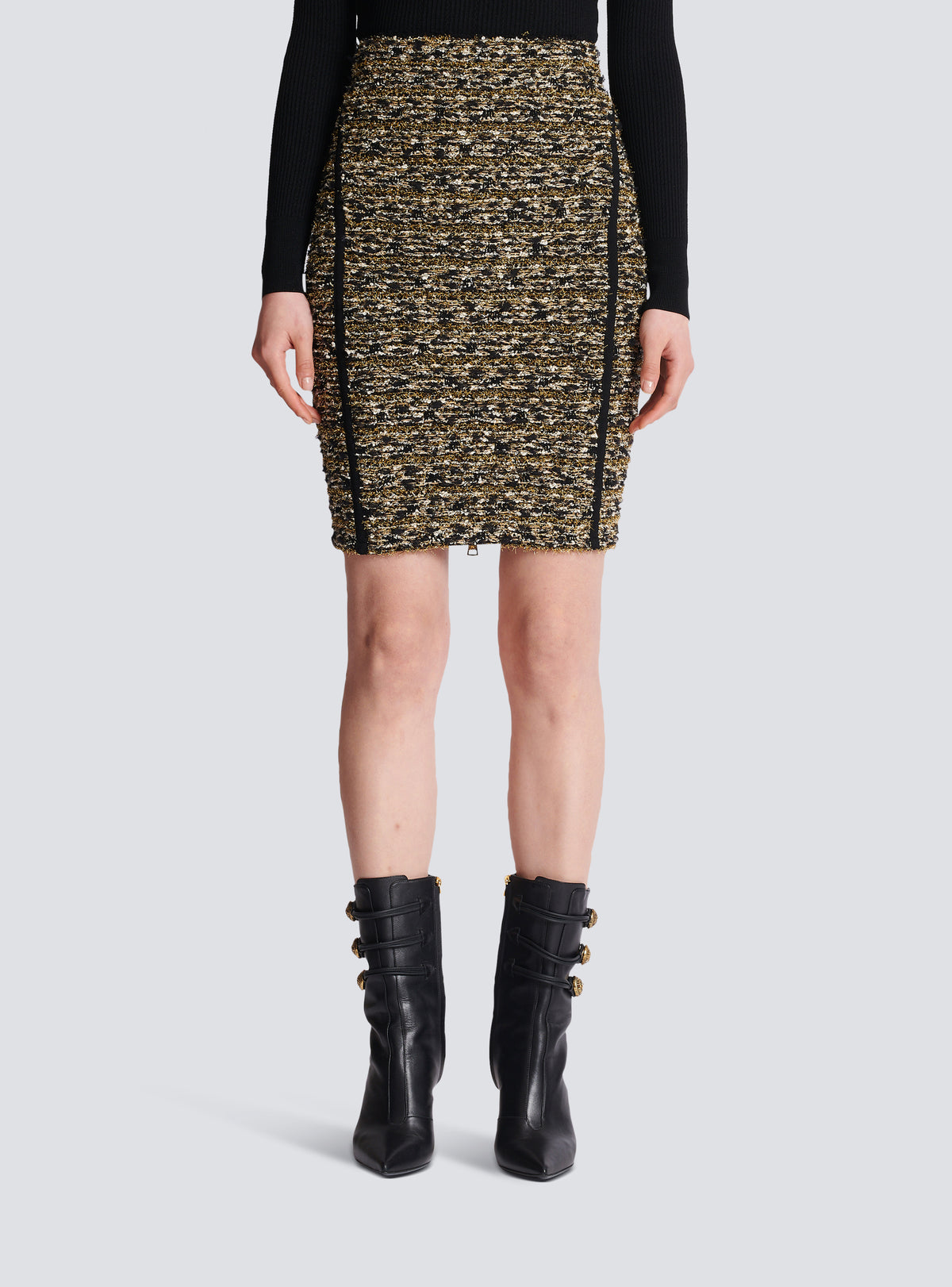 Jupe en tweed lurex - Noir & Or