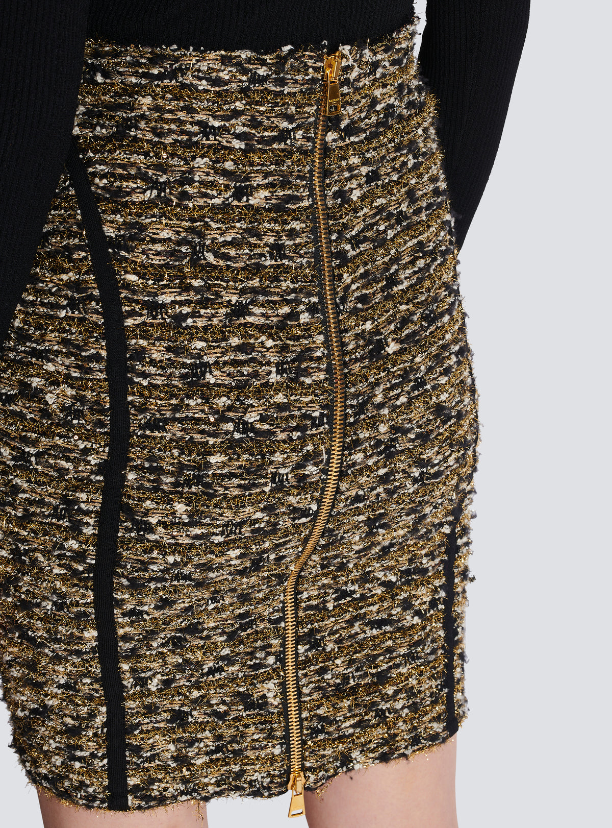 Jupe en tweed lurex - Noir & Or