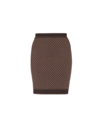 Jupe midi monogramme en laine - Marron & Marron Foncé