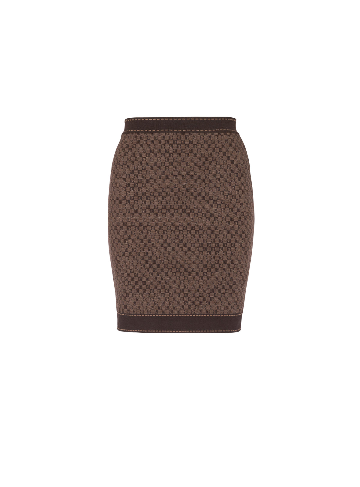 Jupe midi monogramme en laine - Marron & Marron Foncé