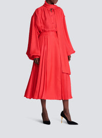 Silk midi skirt - Bright Fuchsia