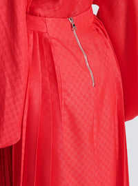 Jupe plissée midi mini monogramme - Fuchsia Vif