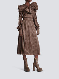Pleated midi skirt with mini monogram - Brown & Dark Brown