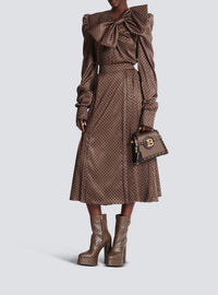 Pleated midi skirt with mini monogram - Brown & Dark Brown
