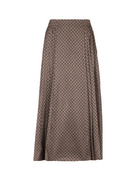 Pleated midi skirt with mini monogram - Brown & Dark Brown