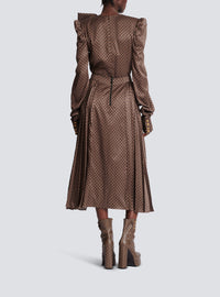 Pleated midi skirt with mini monogram - Brown & Dark Brown