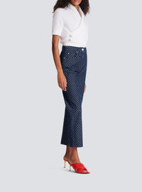 Pantalon mini monogramme en denim - Bleu Jean Brut & Bleu Jean
