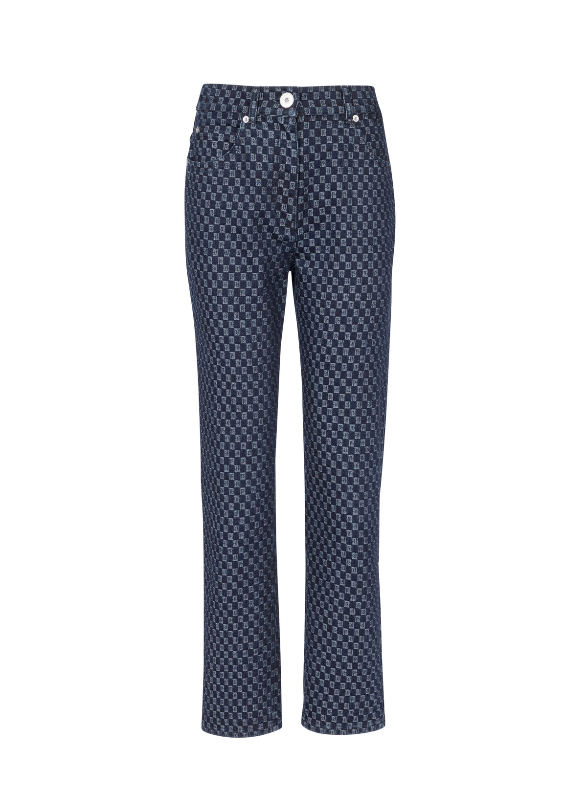 Pantalon mini monogramme en denim - Bleu Jean Brut & Bleu Jean