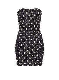 Robe courte à pois brodés - Noir & Cristal