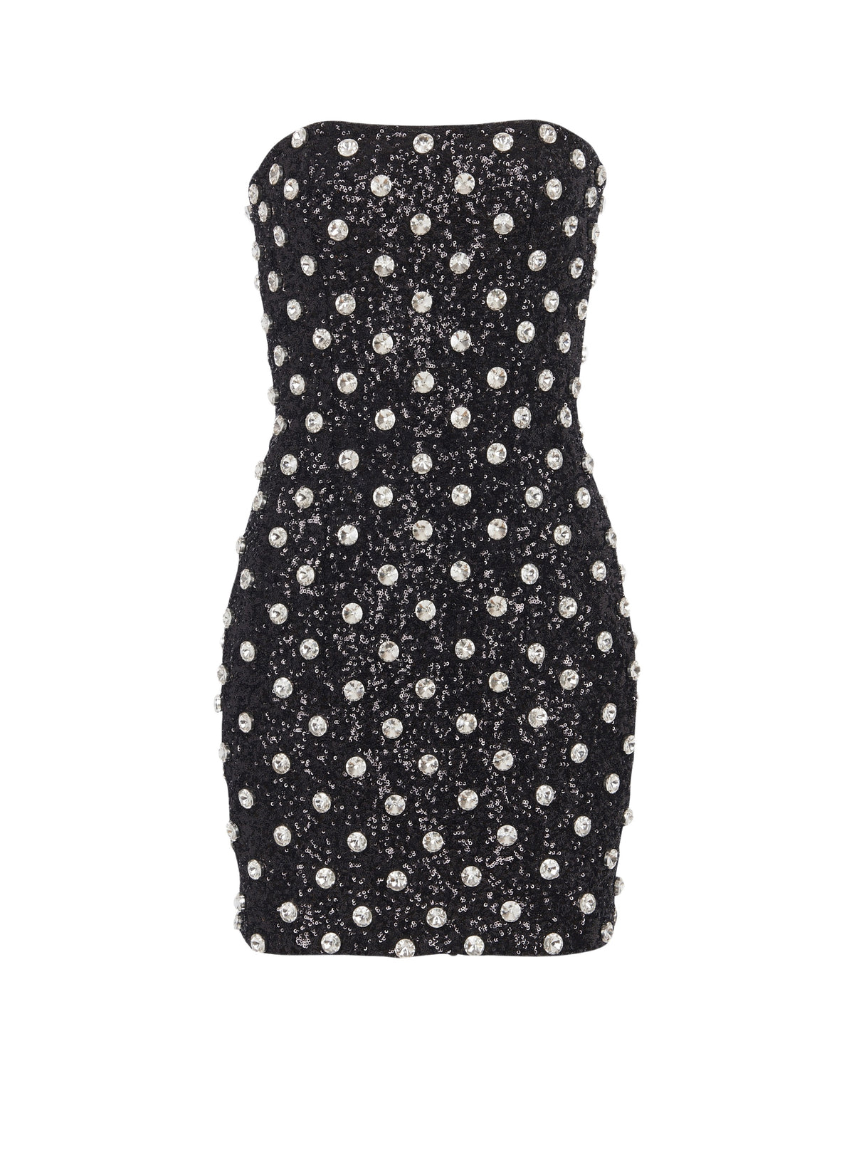 Robe courte à pois brodés - Noir & Cristal