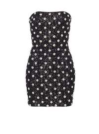 Robe courte à pois brodés - Noir & Cristal