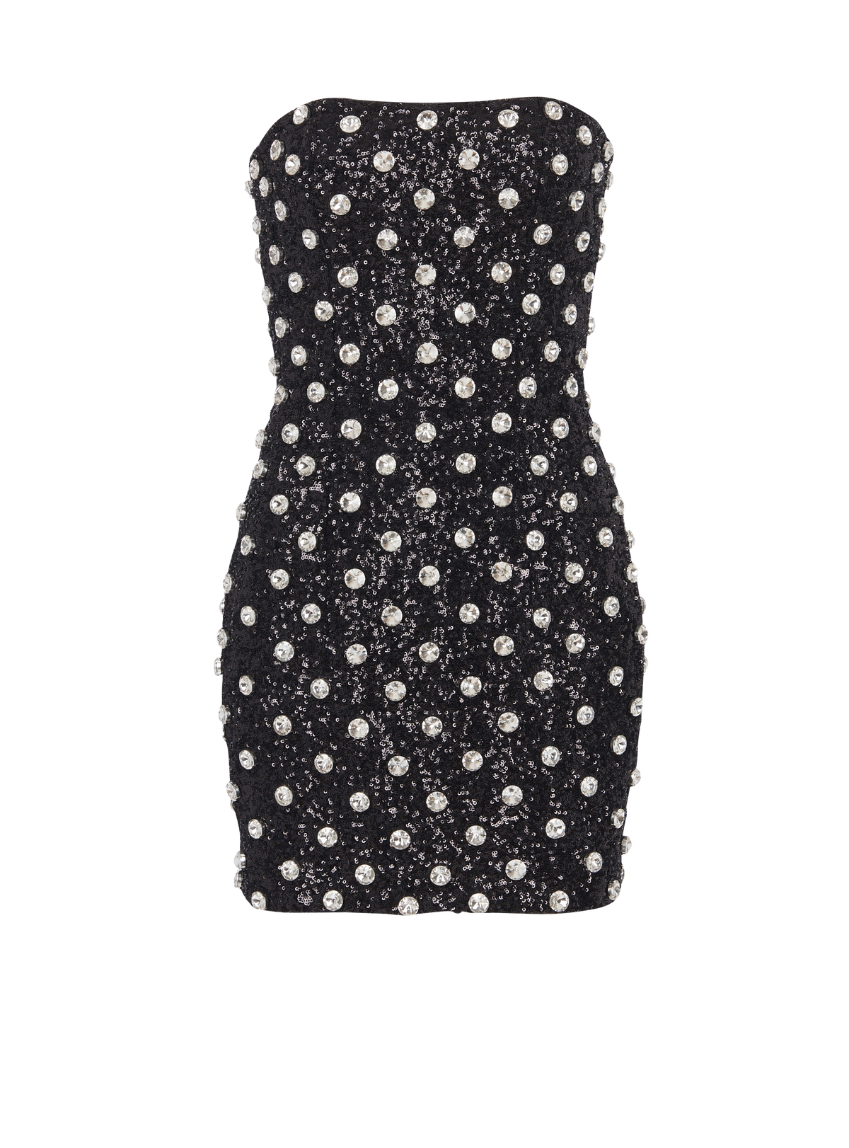 Robe courte à pois brodés - Noir & Cristal