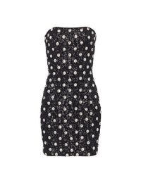 Robe courte à pois brodés - Noir & Cristal