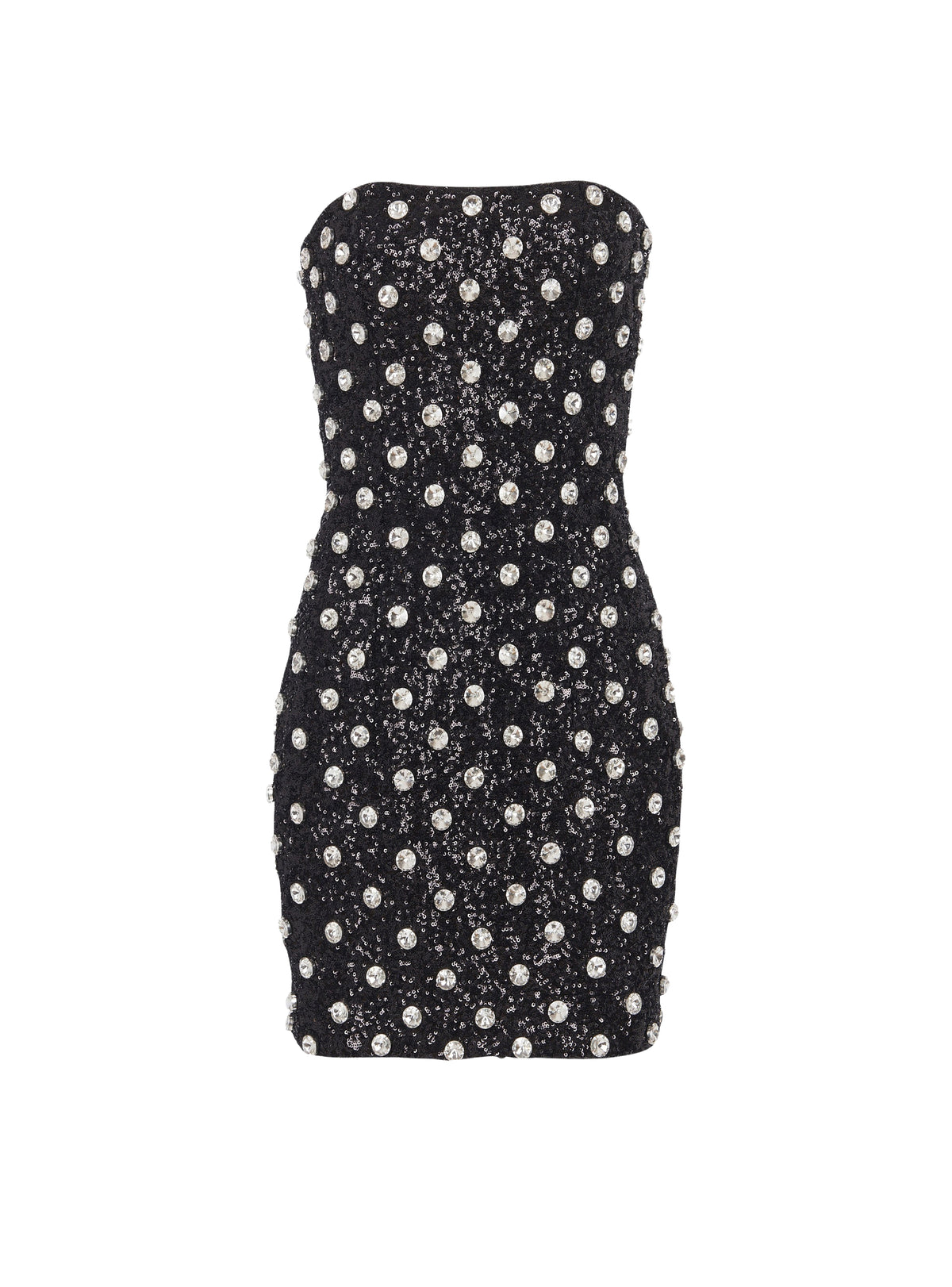Robe courte à pois brodés - Noir & Cristal