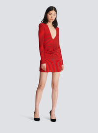Robe drapée en maille - Rouge & Noir Irisé